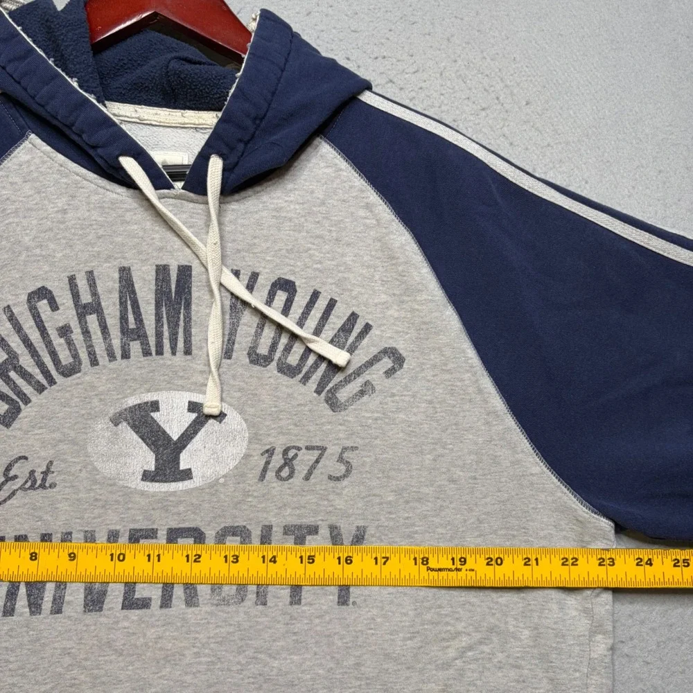 Adidas Hoodie Mens XL Gray BYU Brigham Young University Vintage 90s Trefoil Logo